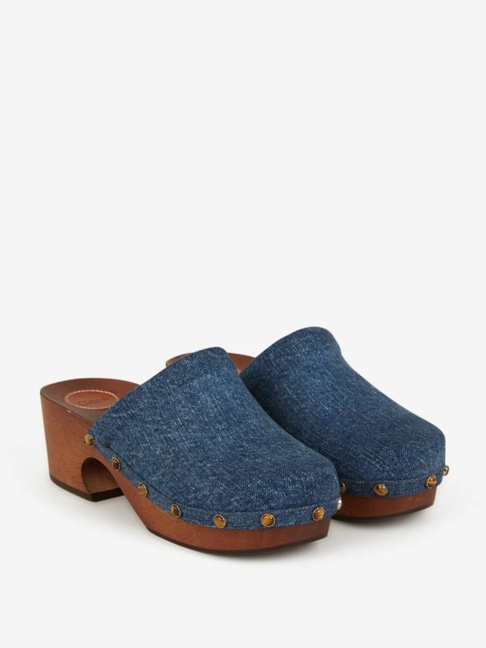 CHLOE Aurna Clogs in Denim 36 With Box Womens Jean Shoes Jean Slides Mules